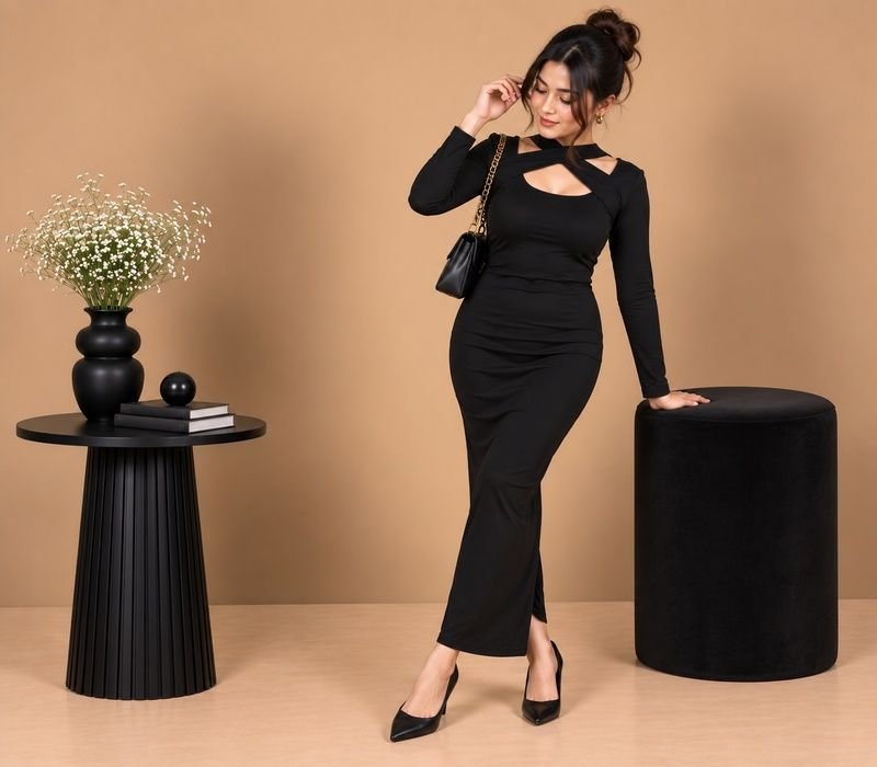 Cross shoulder bodycon