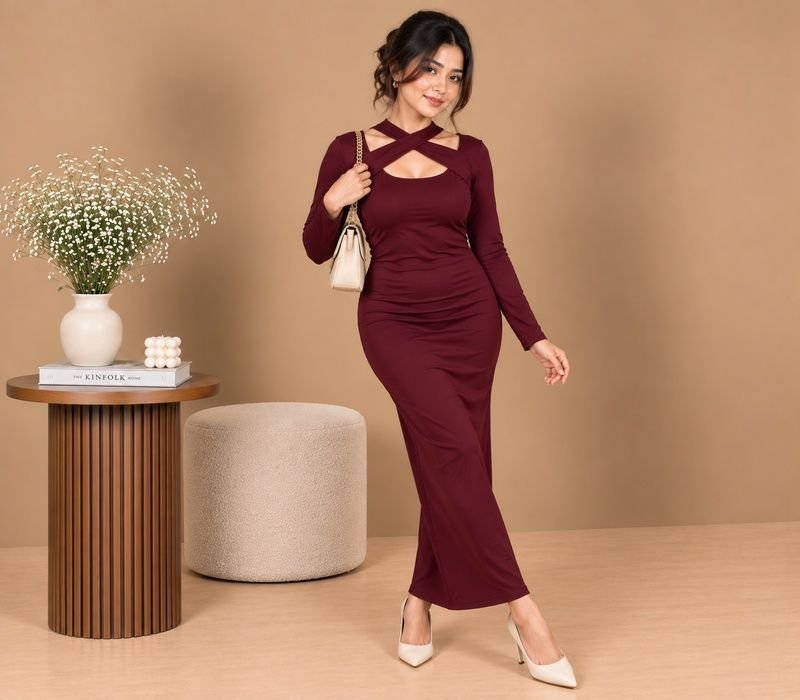 Cross shoulder bodycon