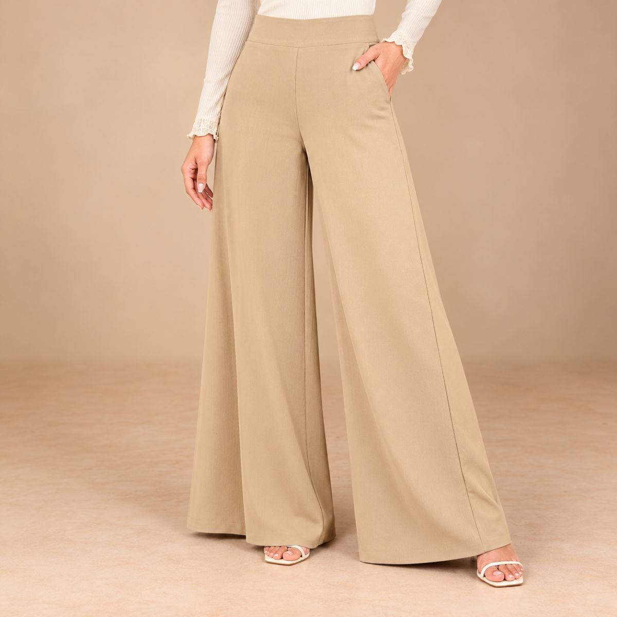 High waisted wide leg pant