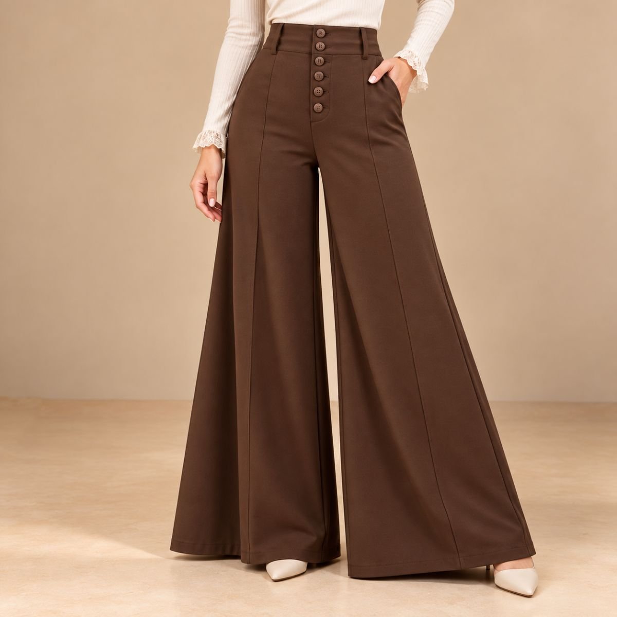 6 Buttons Flare Pant