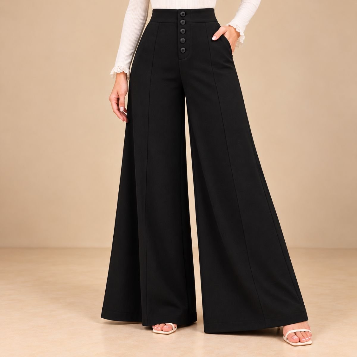 6 Buttons Flare Pant