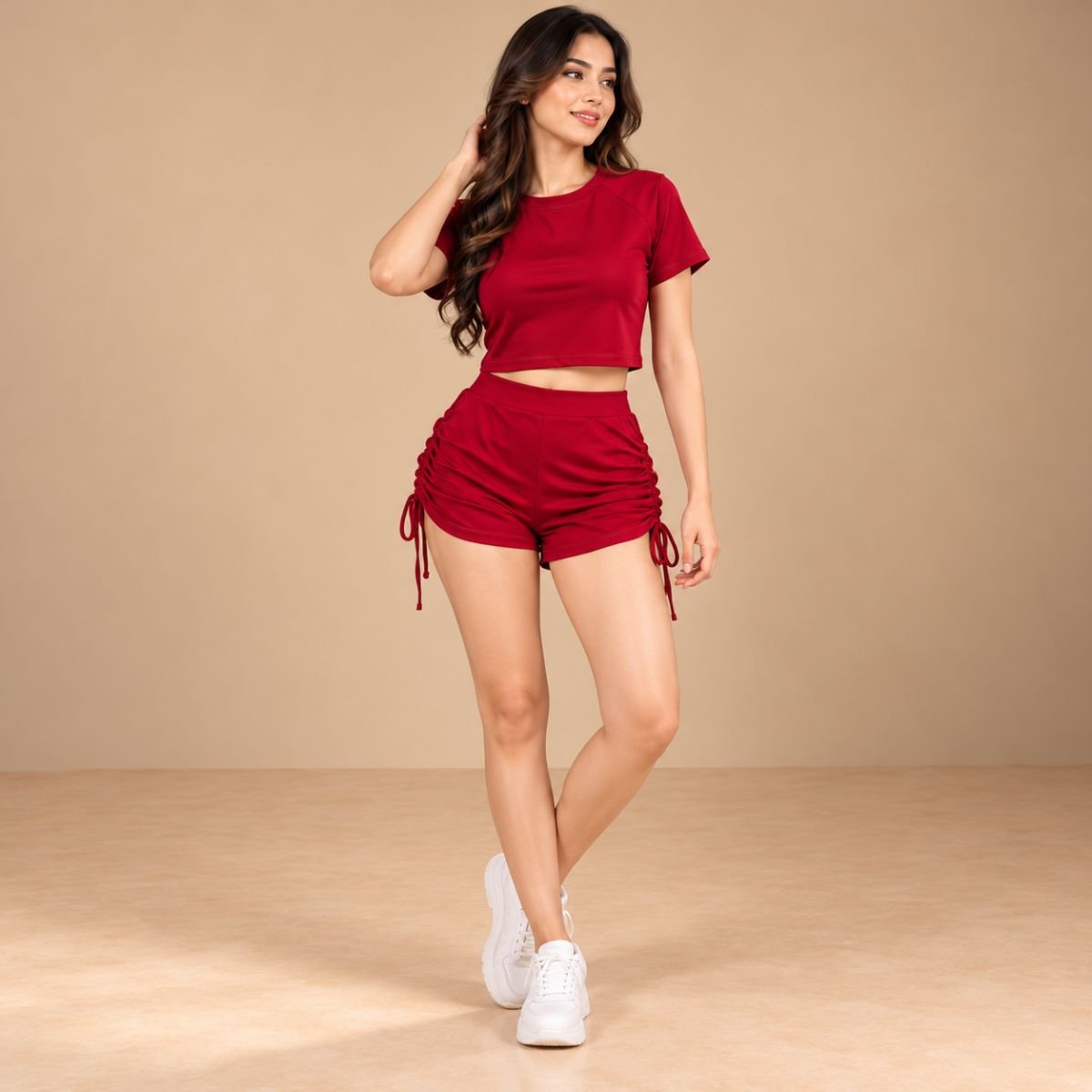 Urfi Ruched shorts cord