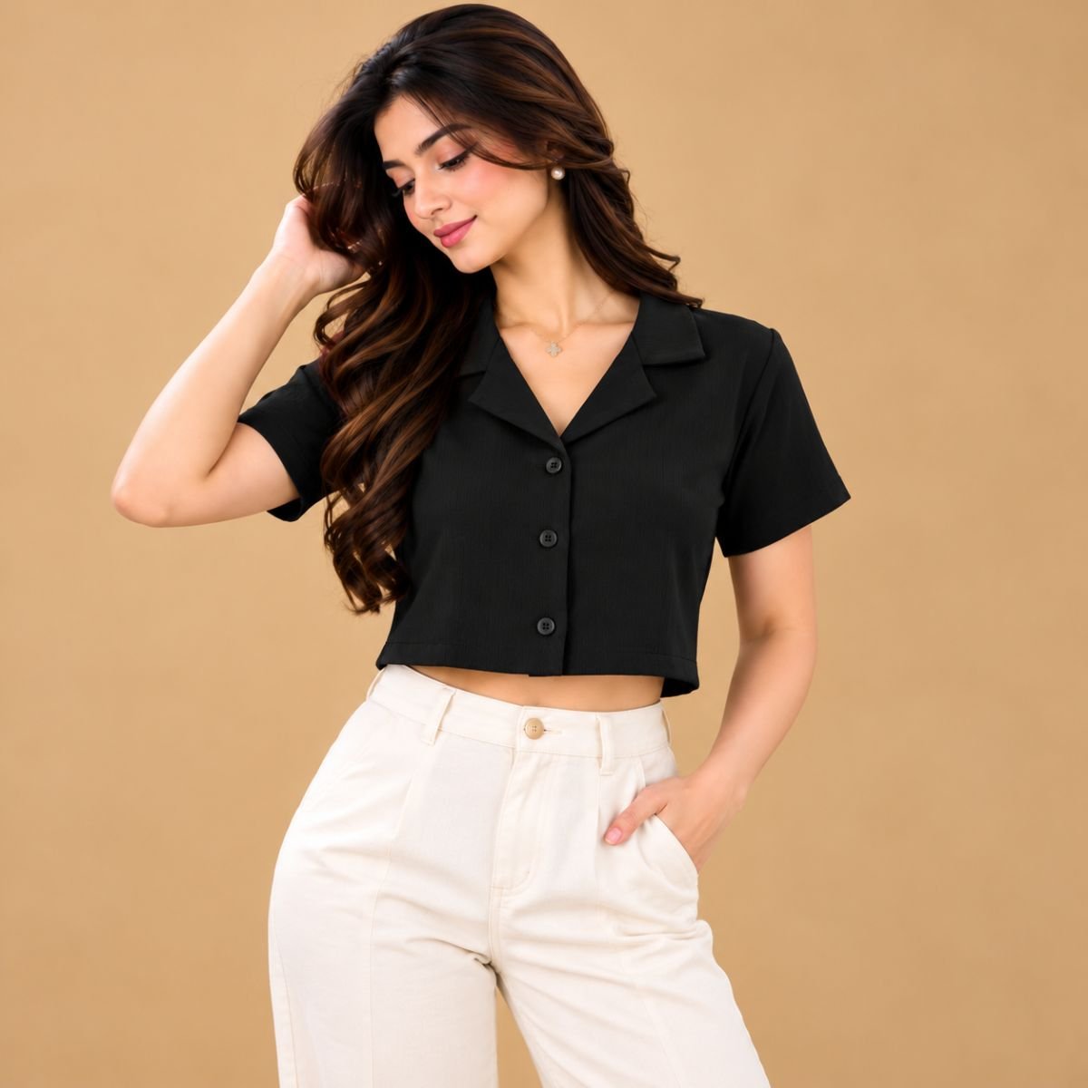 Flap coller shirt (ribbed)