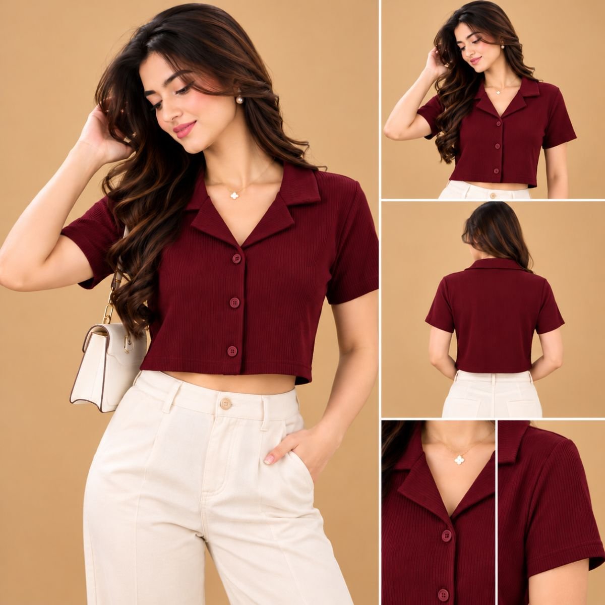 Flap coller shirt (ribbed)
