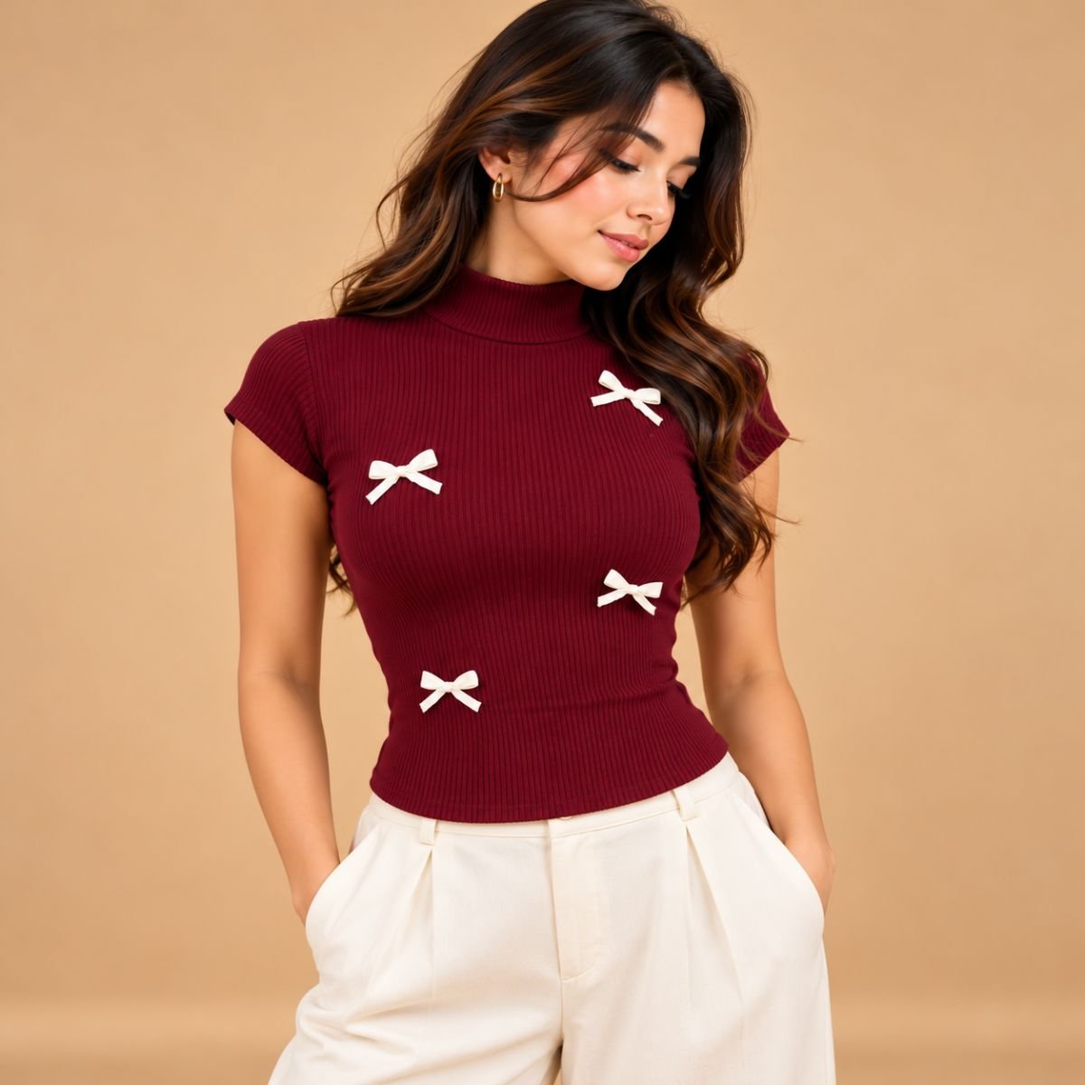 Turtle neck bow top