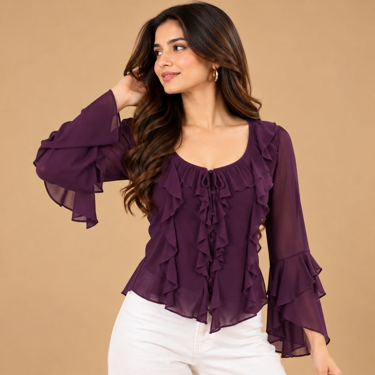 Ruffle Top with Button