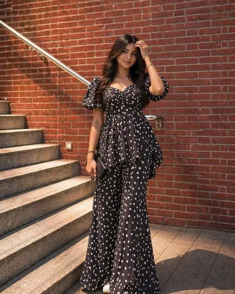 Printed cord  small black dot 066