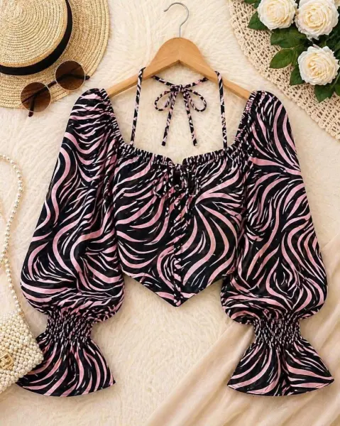 Paded print top mauvemuse 014