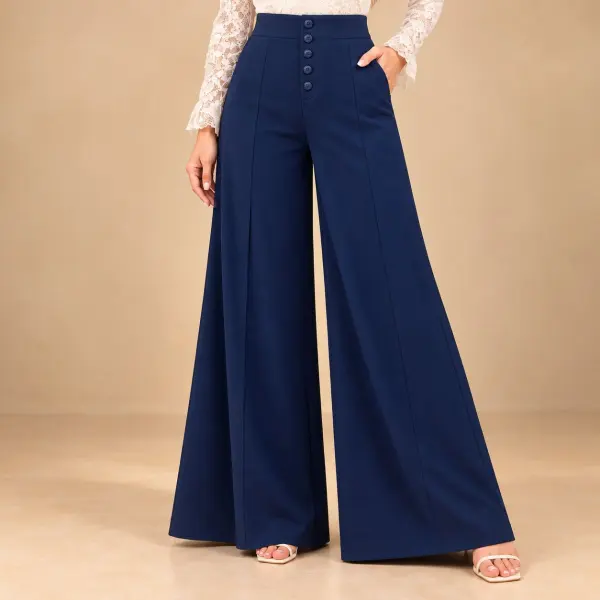 6 Button Wide Leg Pant