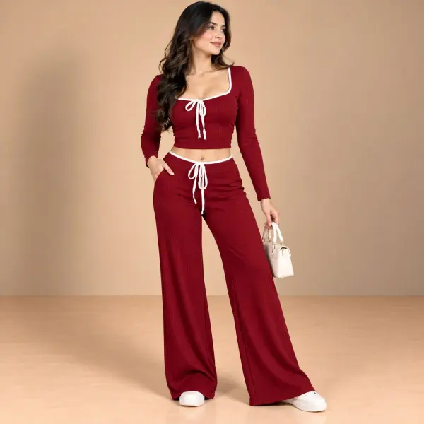 Double toned wideleg cordset
