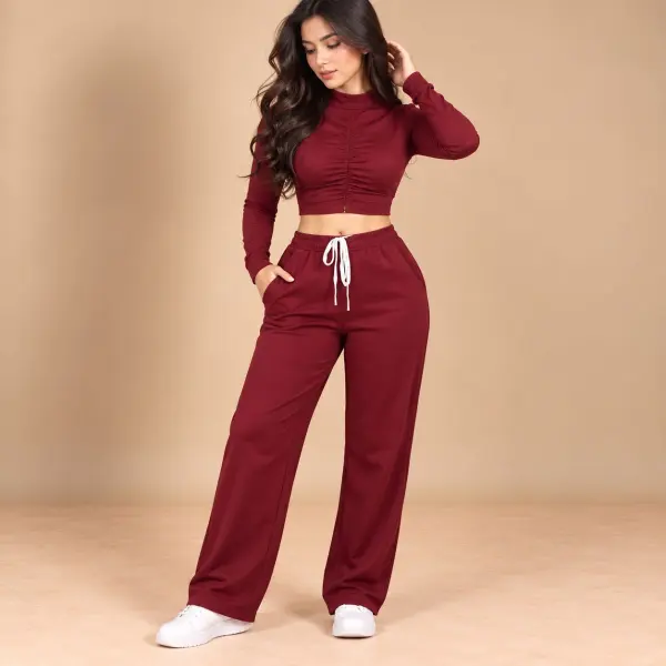 Highneck ruched tracksuit