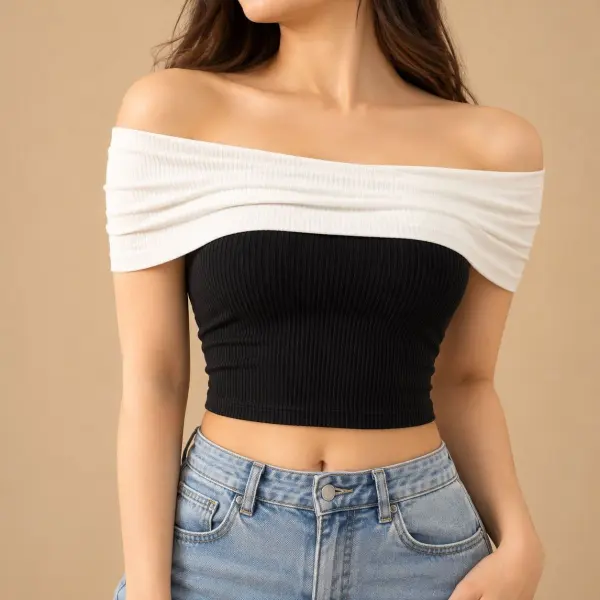2 Color Off-Shoulder Top