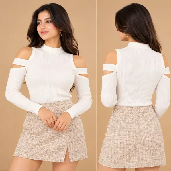 Cold Shoulder Full-Sleeve Top