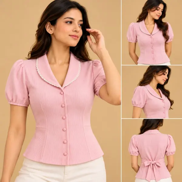 Backribbon Collar Top