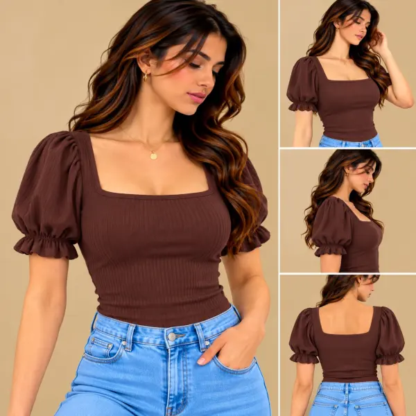 Puffy sleeves paded top